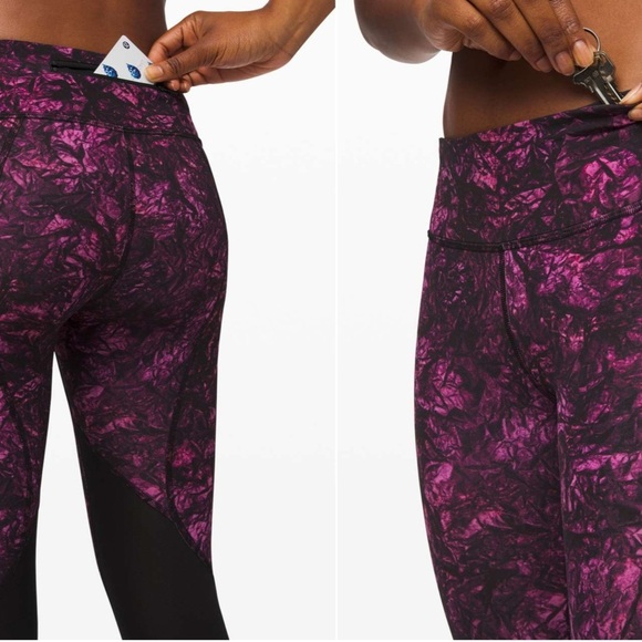 Lululemon Pace Rival Crop 22" Undercurrent Grapealicious Multi / Black size 6 - Picture 9 of 12